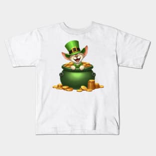 St Patricks Day Oriental Shorthair Cat Kids T-Shirt